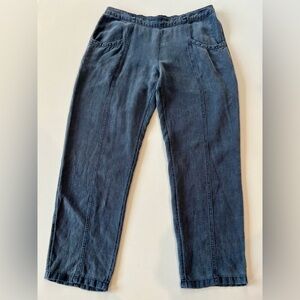 C&C California Linen Washed Denim Braided Pocket Straight Leg Large